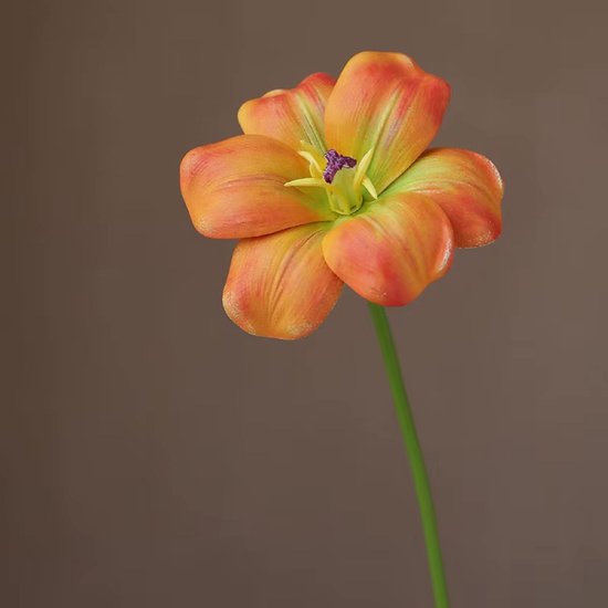 Oranje Tulp Open - zijden bloemen - 3 stelen - onderhoudsvrij - 47 cm - kunstbloemen
