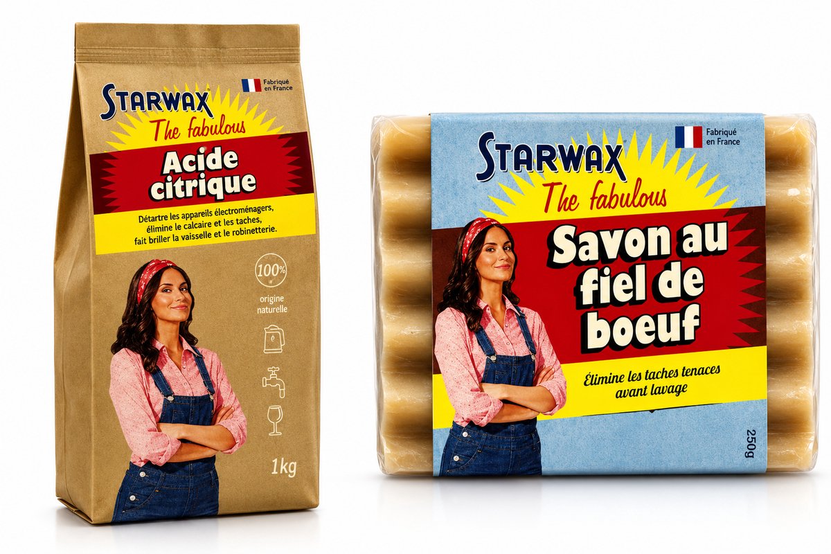 STARWAX FABULOUS Citroenzuur 1 kg & Ossengalzeep 100 g – Ontkalker & Vlekverwijderaar – Voor Waterkokers, Koffiemachines & Textiel – Zonder Kleurstoffen