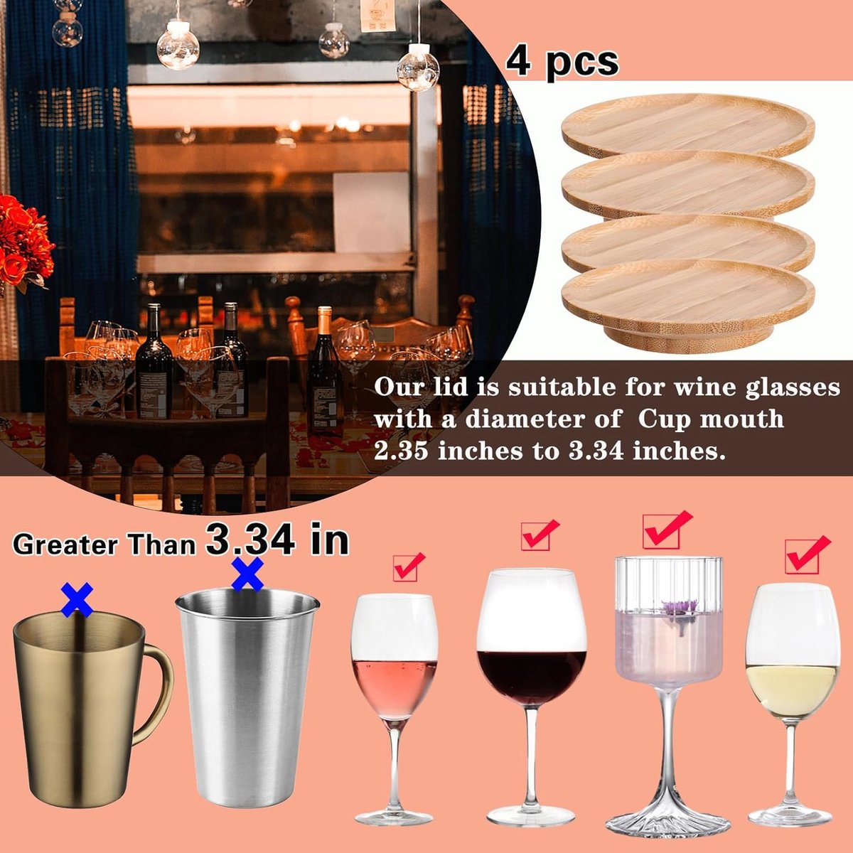 Bamboe Wijn Glas Charcuterie Topper - Mini Charcuterie Boards Voor Wijn glas - Duurzame Natuurlijke Houten Constructie - Perfecte Snack Houder Voor Feesten - 10 Cm Diameter Set Van 4 Stuks - Ideaal Voor Wijnproeverijen En Huishoudelijk Gebruik — cadeau in Kookcadeaus - foto 6