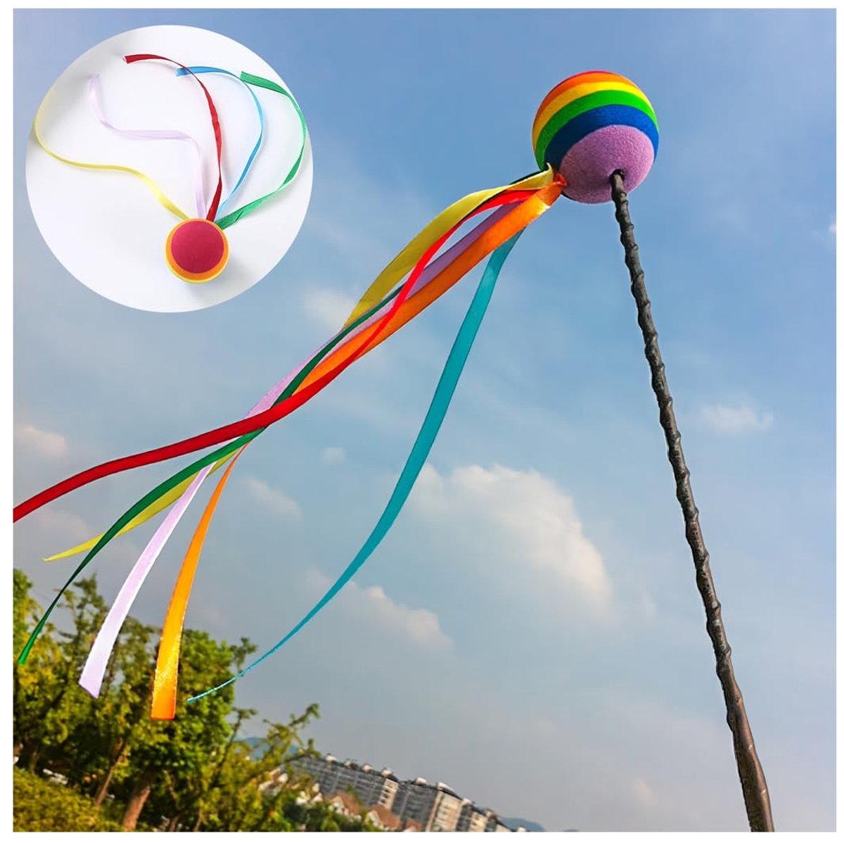 Jhubersproducts - Autoantenne - Decoratie - Lange band - Regenboog - Licht EVA-schuim - Voor SUV en camper - 2 stuks