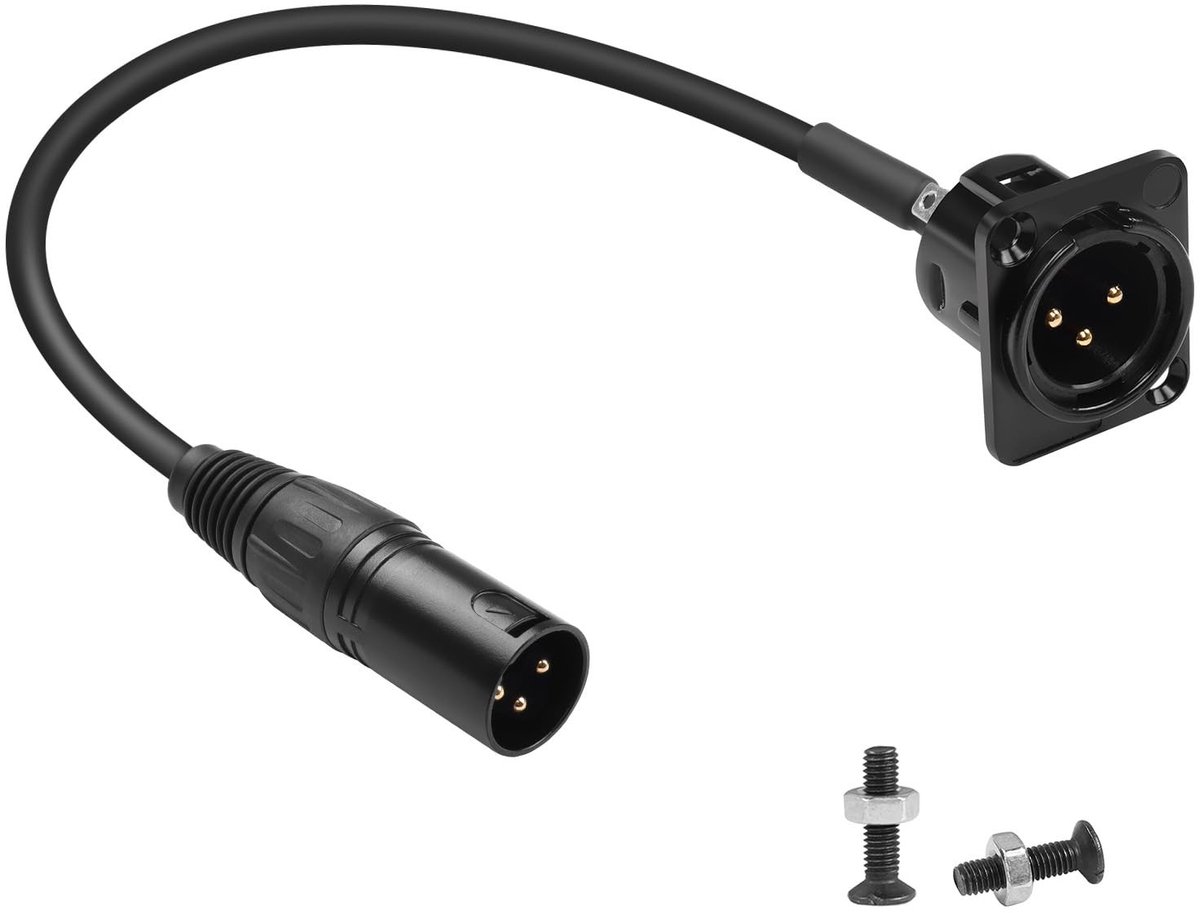 3-Pin XLR Panel Mount Kabel - Gold Plated 35cm voor Professionele Audio Systemen