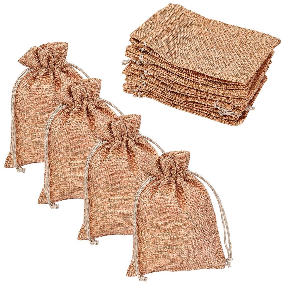 Jhubersproducts - Jute Geschenkzakjes - Cadeauzakjes met Trekkoord - Sterk en Duurzaam - 100 Stuks - Perfect voor Bruiloft en Kerst - DIY Handwerk