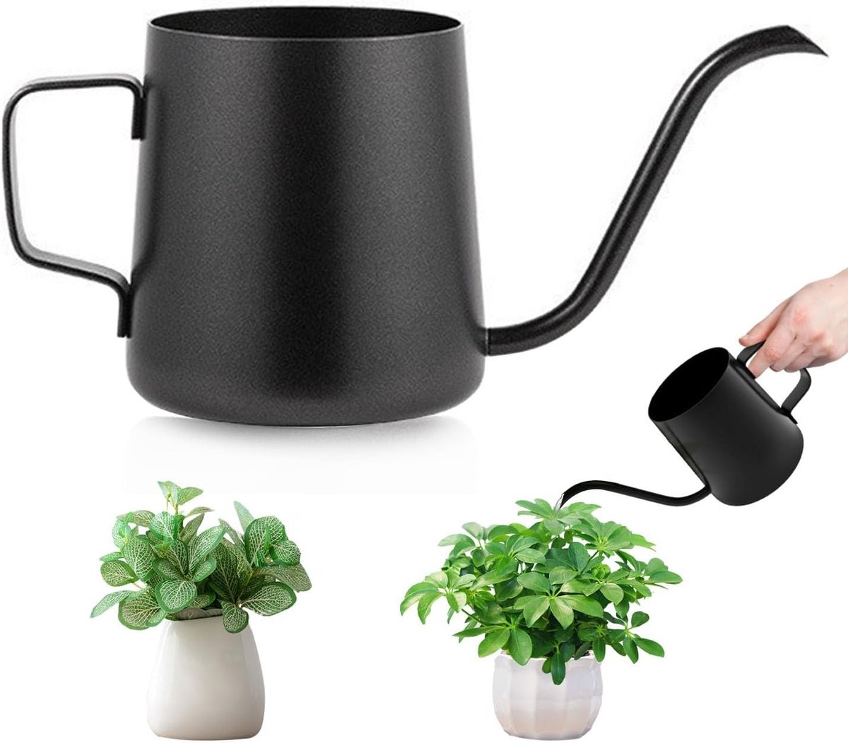 12 oz / 350 ml Roestvrijstalen Plantenbewateringspot Kleine Gieter met Lange Tuit voor Kamerplanten Bonsai Buitentuin