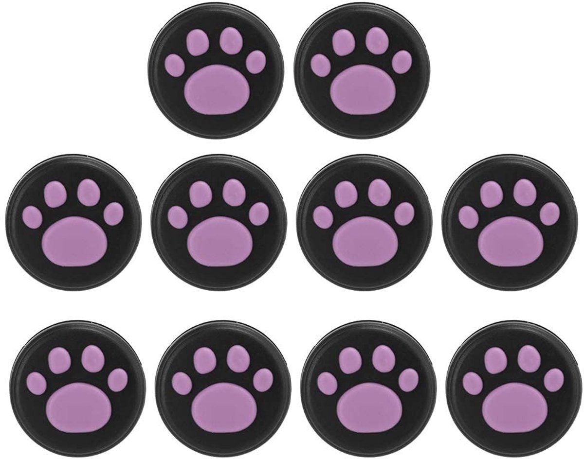 Vlemico - Siliconen Thumb Grip - Joystick Cap - Cute Cat Claw Design - Roze poot op zwart - Vervangingsset - Geschikt voor Lite