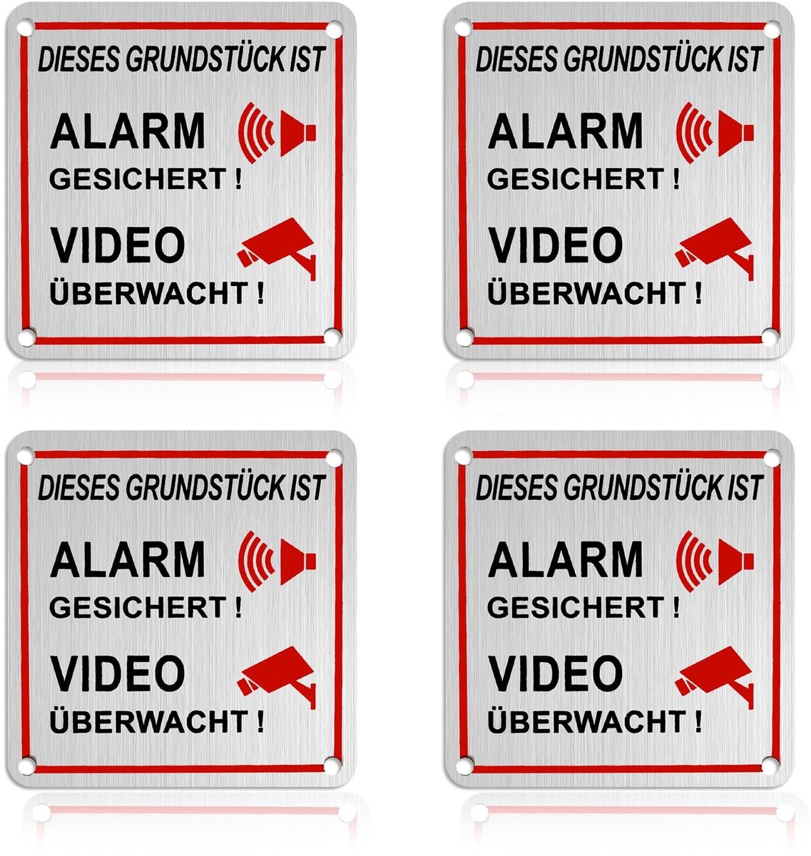 Zeynomax - Videobewaking - Waarschuwingsbord - Zelfklevend - Beveiliging - Alarmsysteem - 4 Stuks - 10 x 10 cm