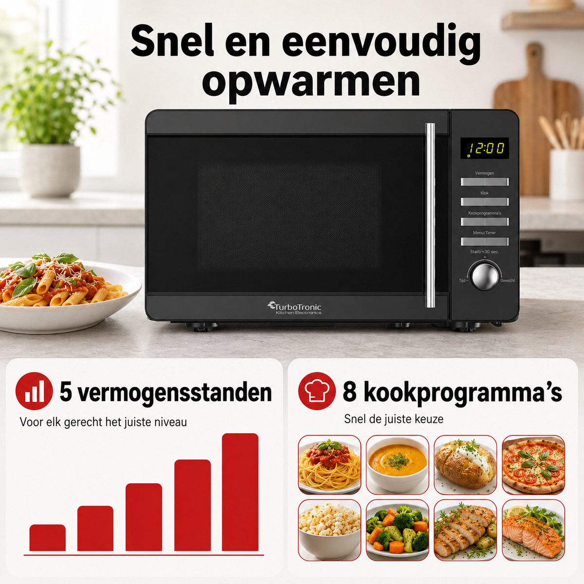 Turbotronic MW20 Vrijstaande Magnetron - Microwave - 20 Liter - Zwart — afbeelding 3