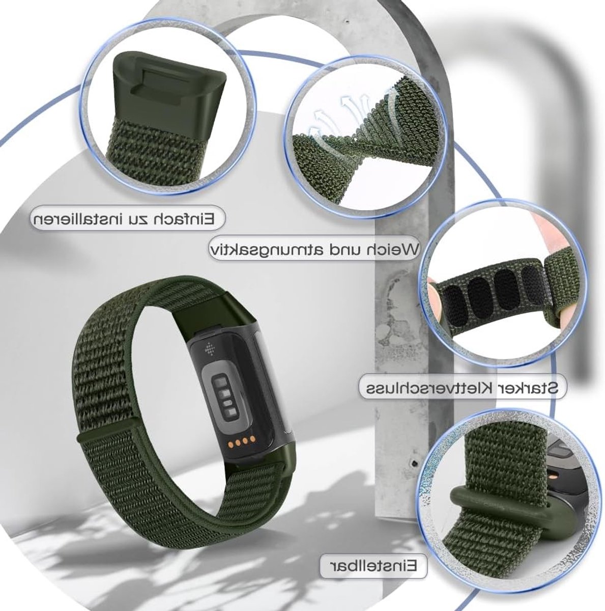 Verstelbare en Ademende Nylon Sportband voor Fitbit Charge 5 - Comfortabele Vervangband voor Fitness Tracker voor Dames en Heren thumbnail 3