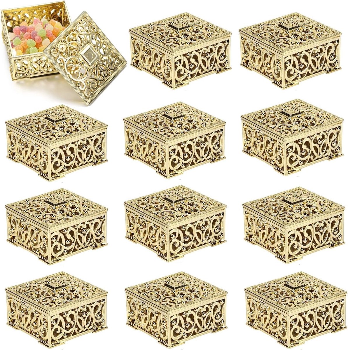 By shayne - Candy Boxes - Set van 12 - Gouden Bruiloft Favorieten - Europese Stijl - Perfect voor Traktaties - Ideaal voor Feesten - Luxe uitstraling
