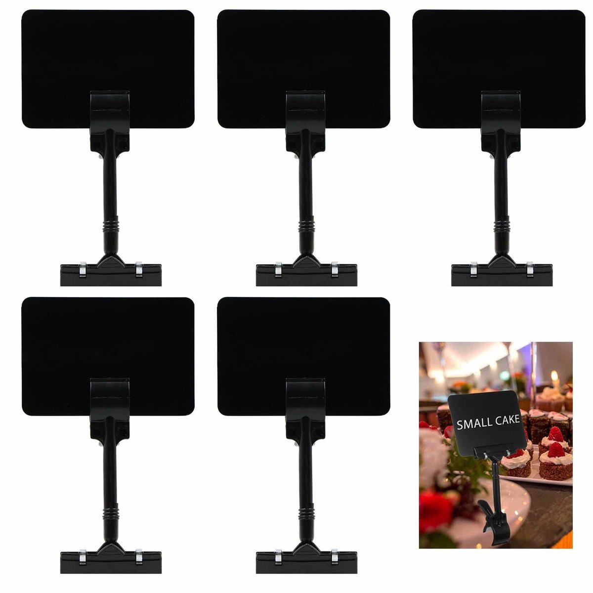 Smoakez - Schildhouder - Prijslabels - Display Clamp Stand - Zwart - Herbruikbare Prijsmarker - Voor Supermarkten en Restaurants