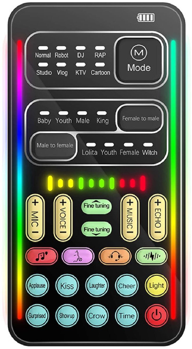 Smoakez - Draagbare Stemvervormer - Handheld Geluidsmaker - LED Verlichting - 8 Verschillende Stemmen - Geschikt voor Mobiel en PC - Zwart