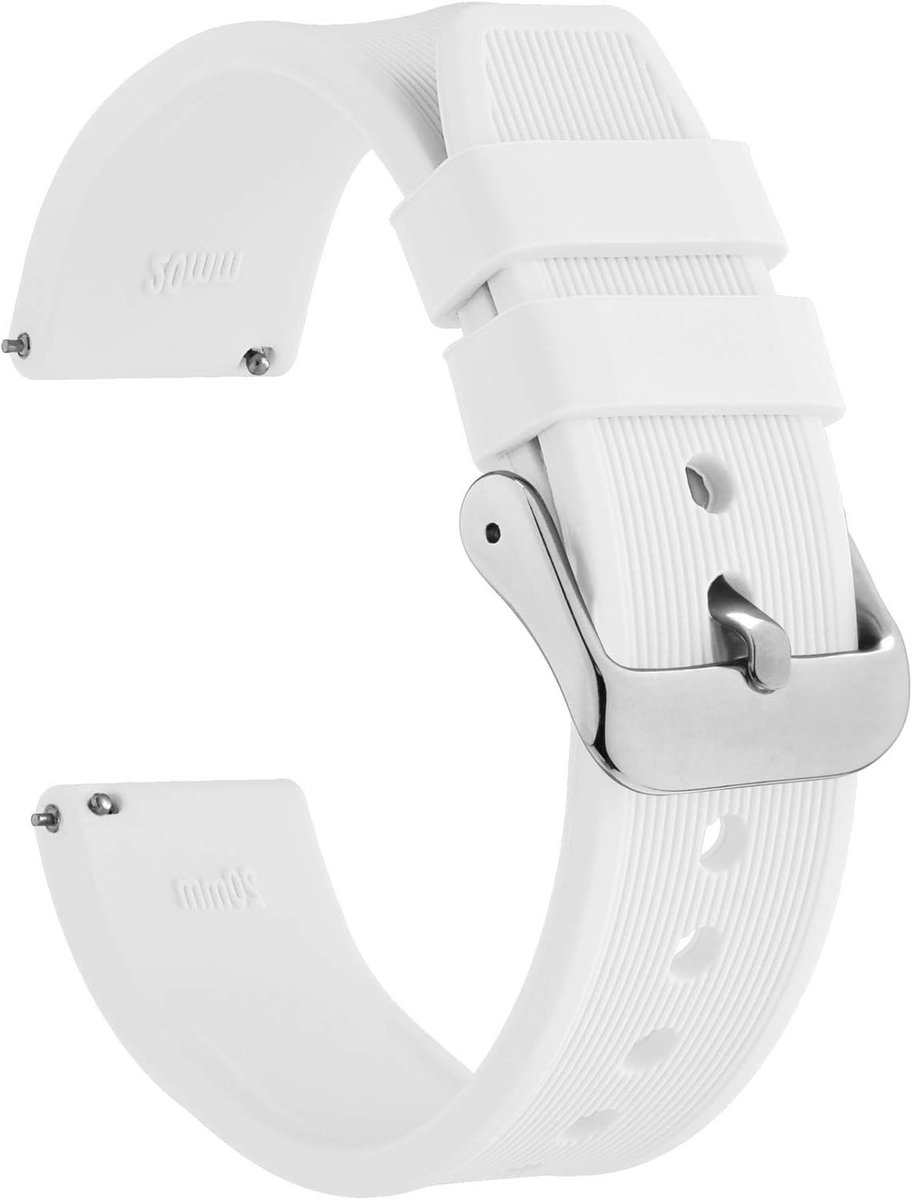 Siliconen Horlogeband 18mm 20mm 22mm 24mm, Snelle Bevestiging, Vervangende Rubber Armband voor Mannen en Vrouwen, Wit, Duurzaam en Comfortabel