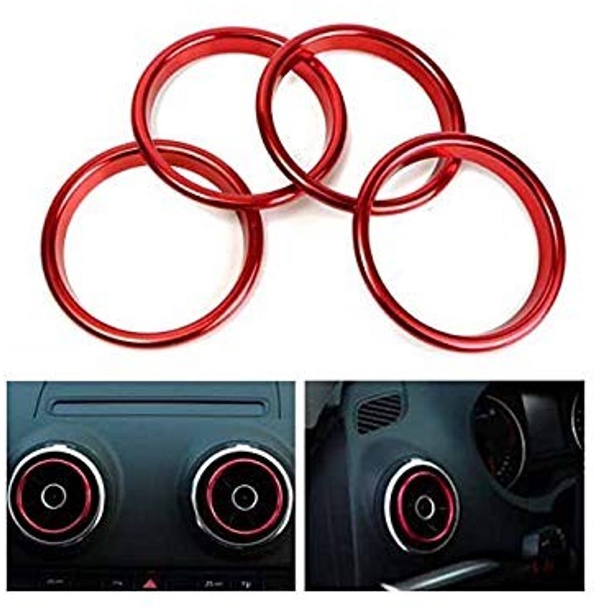 Allecto - Alamor blue aircraft shiny red - Hoogwaardige push button - Rood - Roestvrij staal - Duurzaam en krasbestendig - Geschikt voor Audi A3 - ...