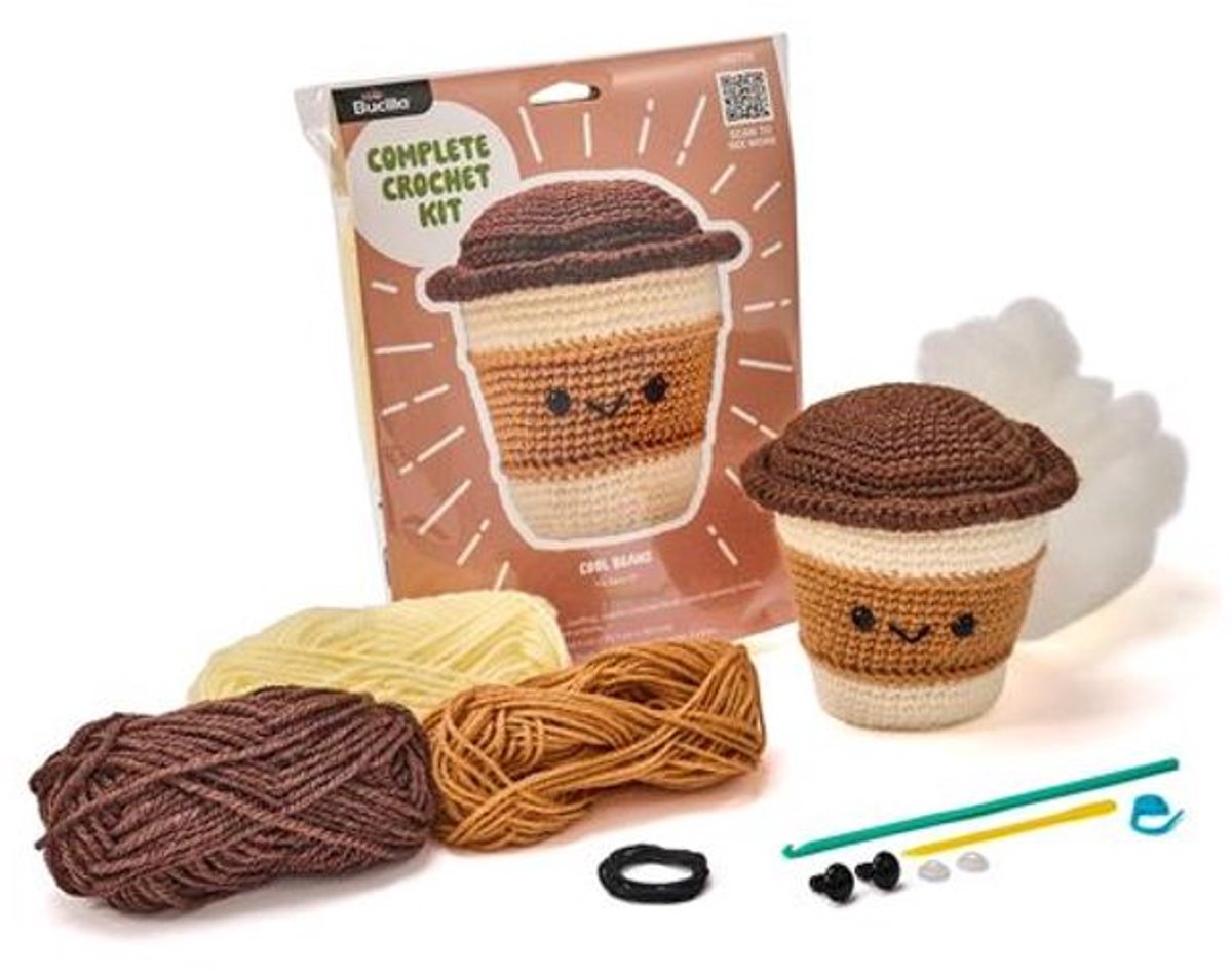 Plaid Bucilla - Haakpakket - Crochet kit - Cool beans - coole koffieboon - 49272E