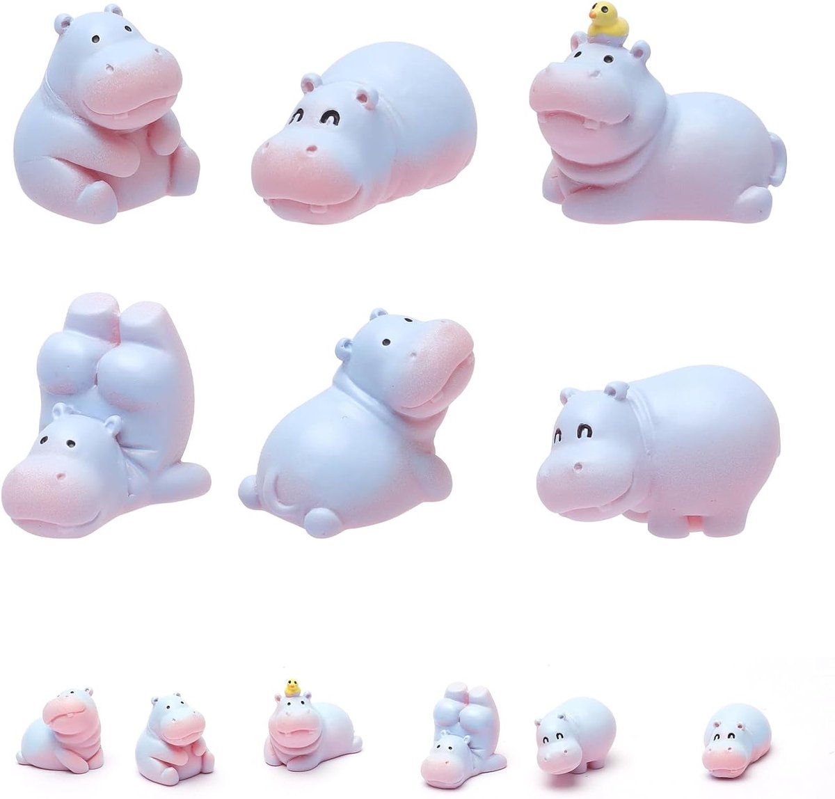Schattige Mini Hippo Dashboard Figuren Set - 6 Stuks, Leuke Auto Decoraties en Interieur Accessoires voor een Vrolijke Rijervaring