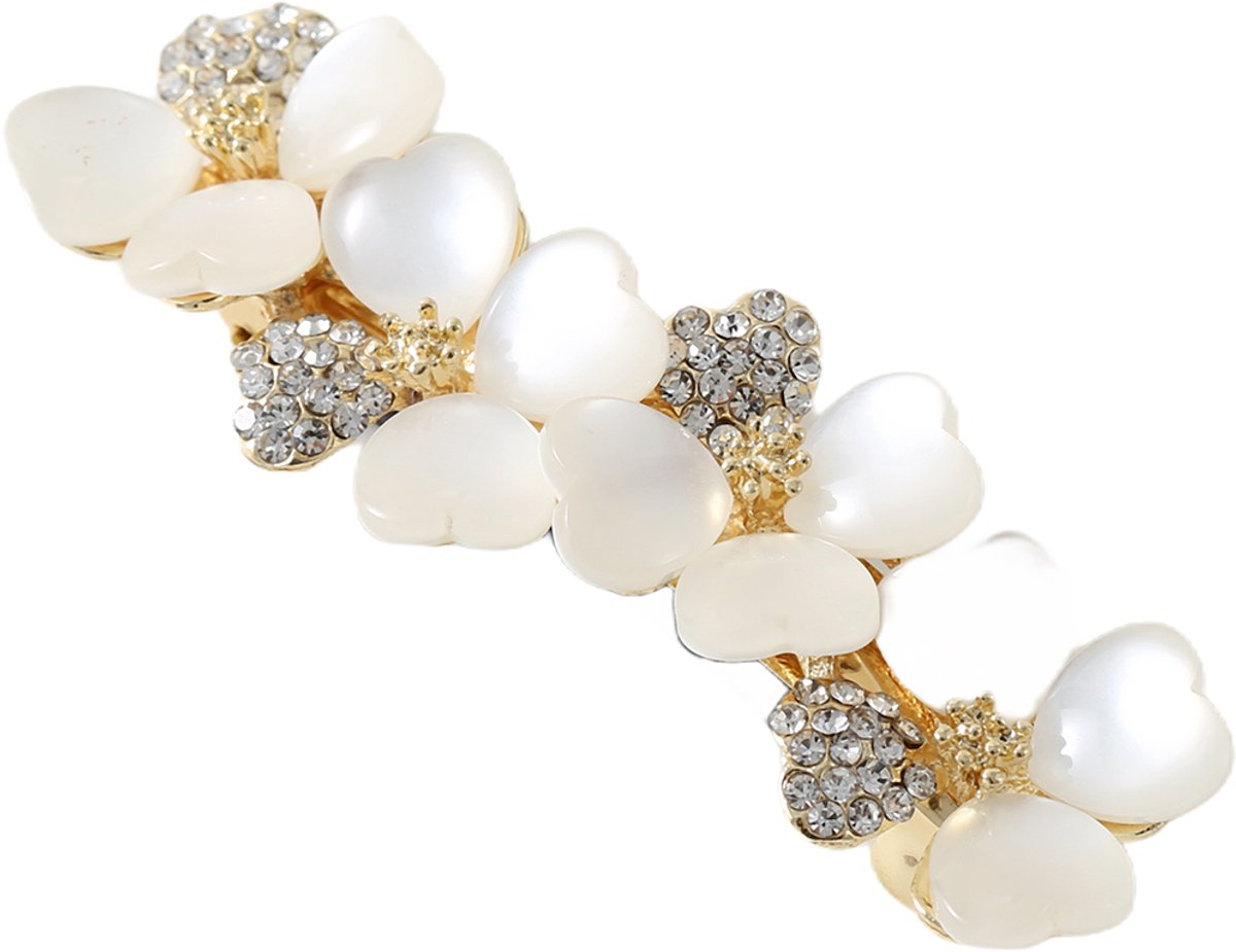 Emilie collection - haarspeld - bloem - parel - goudkleurig