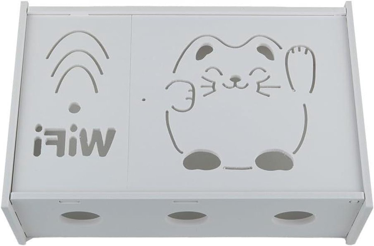 Router Opbergrek - WiFi Kastje - Router Wegwerken - Goede Warmteafvoer - 43 x 25 x 4 cm - Wit