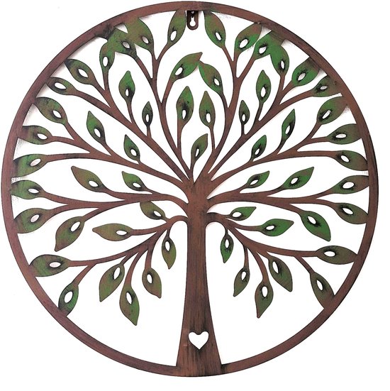 DEKADRON Metalen muurkunst, levensboom, stamboom, 3D-muursilhouet, metalen muurdecoratie voor thuis, kantoor, slaapkamer en woonkamer, sculptuur, 71 x 76 cm (b x h) : DEKADRON