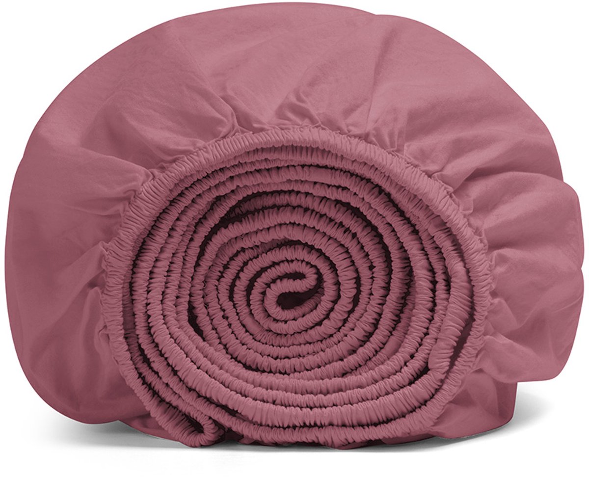 Yumeko kinderhoeslaken percal katoen framboosroze 70x150x15 - Bio, eco & fairtrade