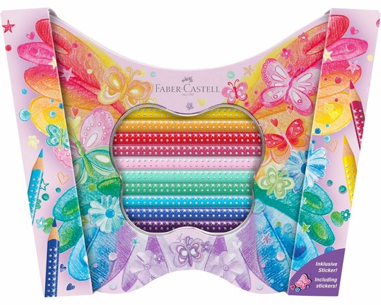 Faber-Castell kleurpotloden – Sparkle – 20 kleuren – in bewaarblik vlinder – FC-201971