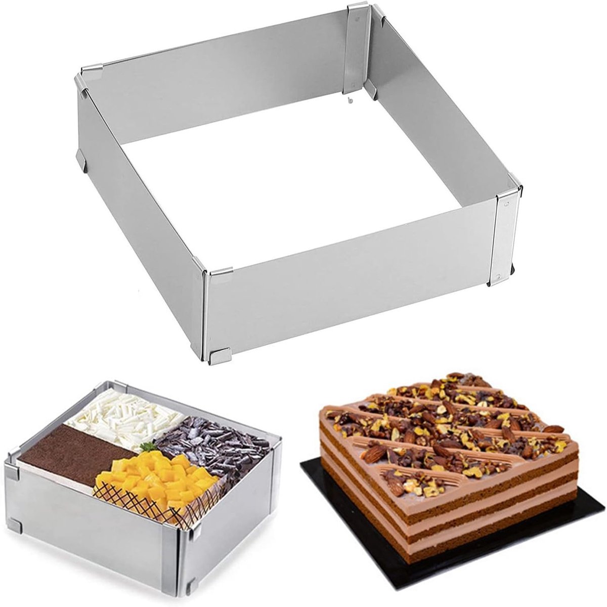 Verstelbare bakvorm voor taarten en desserts, roestvrijstalen bakring en bakframe, ideaal voor het maken van cakes en gebak