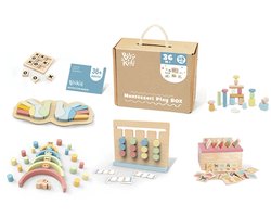 BusyKids Montessori Set - Houten Speelgoed Set 3 Jaar - Uitdagend & Educatief - Bevordert De Fijne Motoriek - Incl. Puzzel, Balansstenen & Sorteerdoos