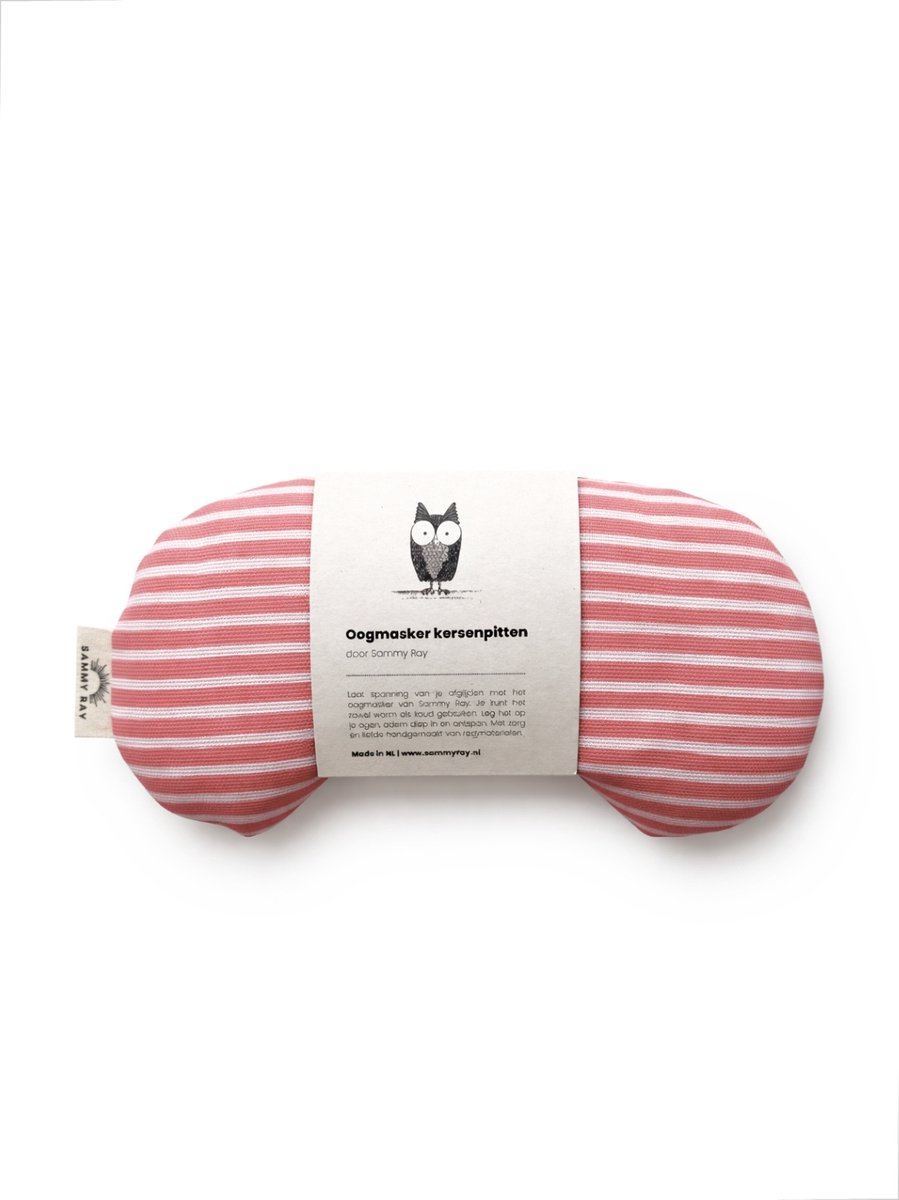 Oogmasker warmtekussen - Roze Wit gestreept - Duurzaam cadeau - Kersenpitten - Meditatiekussen - Oogkussen - Yoga - Meditatie - Ontspanning - Migraine