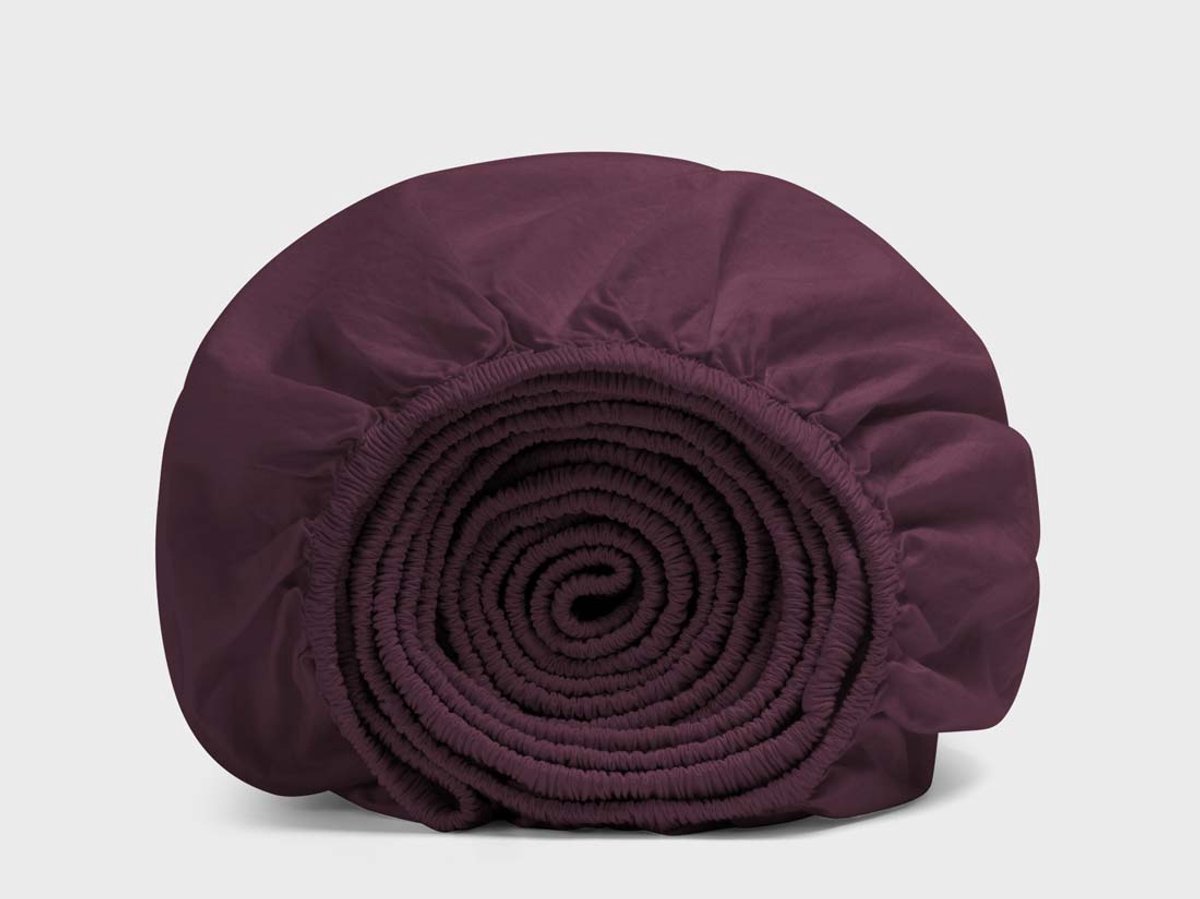 Yumeko kinderhoeslaken percal katoen bordeauxpaars 70x150x15 - Bio, eco & fairtrade