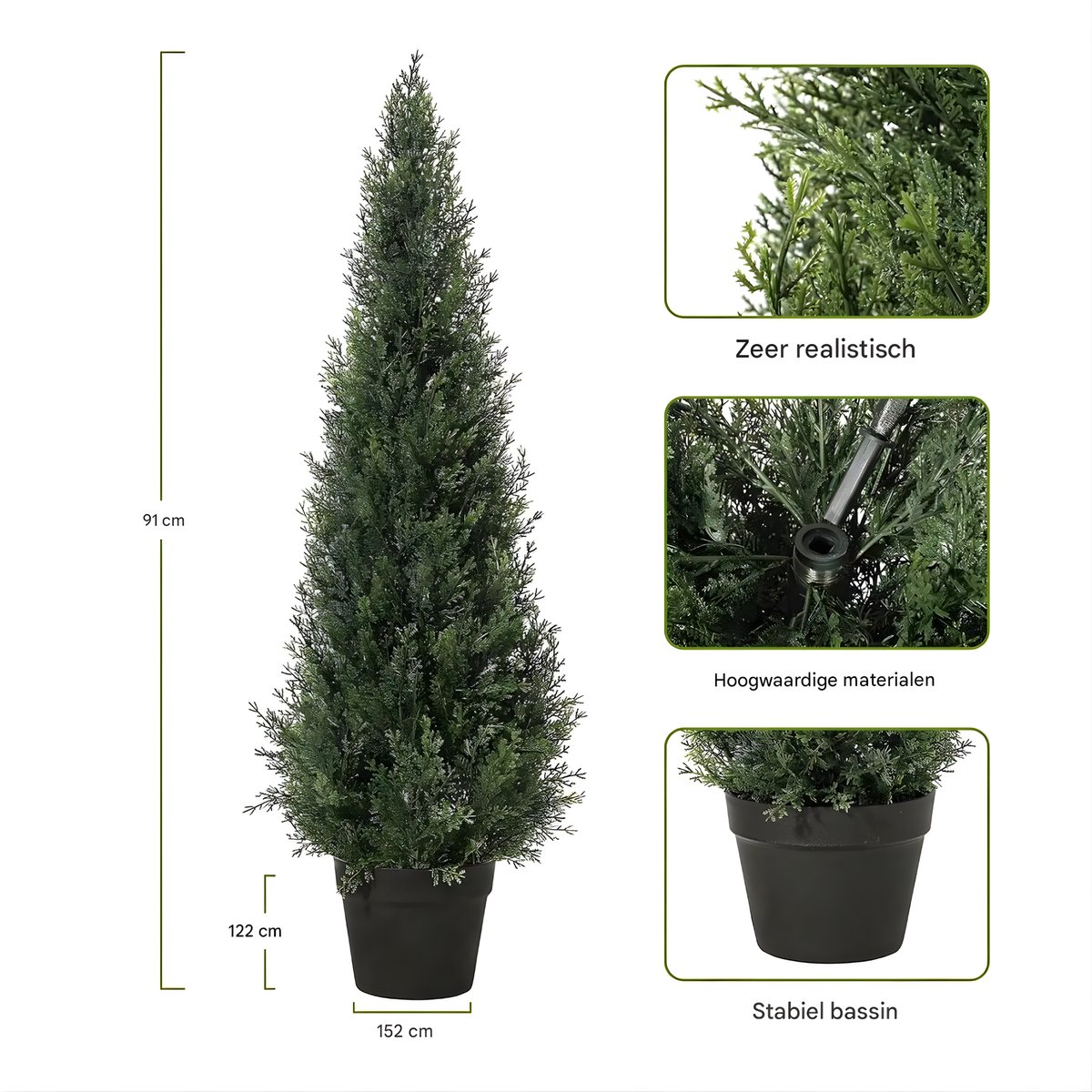 Kunstmatige Cederplant Set 2 Stuks 90cm - Hoge Kunstplant voor Binnen - Natuurlijke Groene Sierplant
