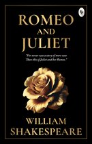 Romeo en Julia, William Shakespeare. Zwarte kaft met gouden tekst en een gedetailleerde gouden roos.