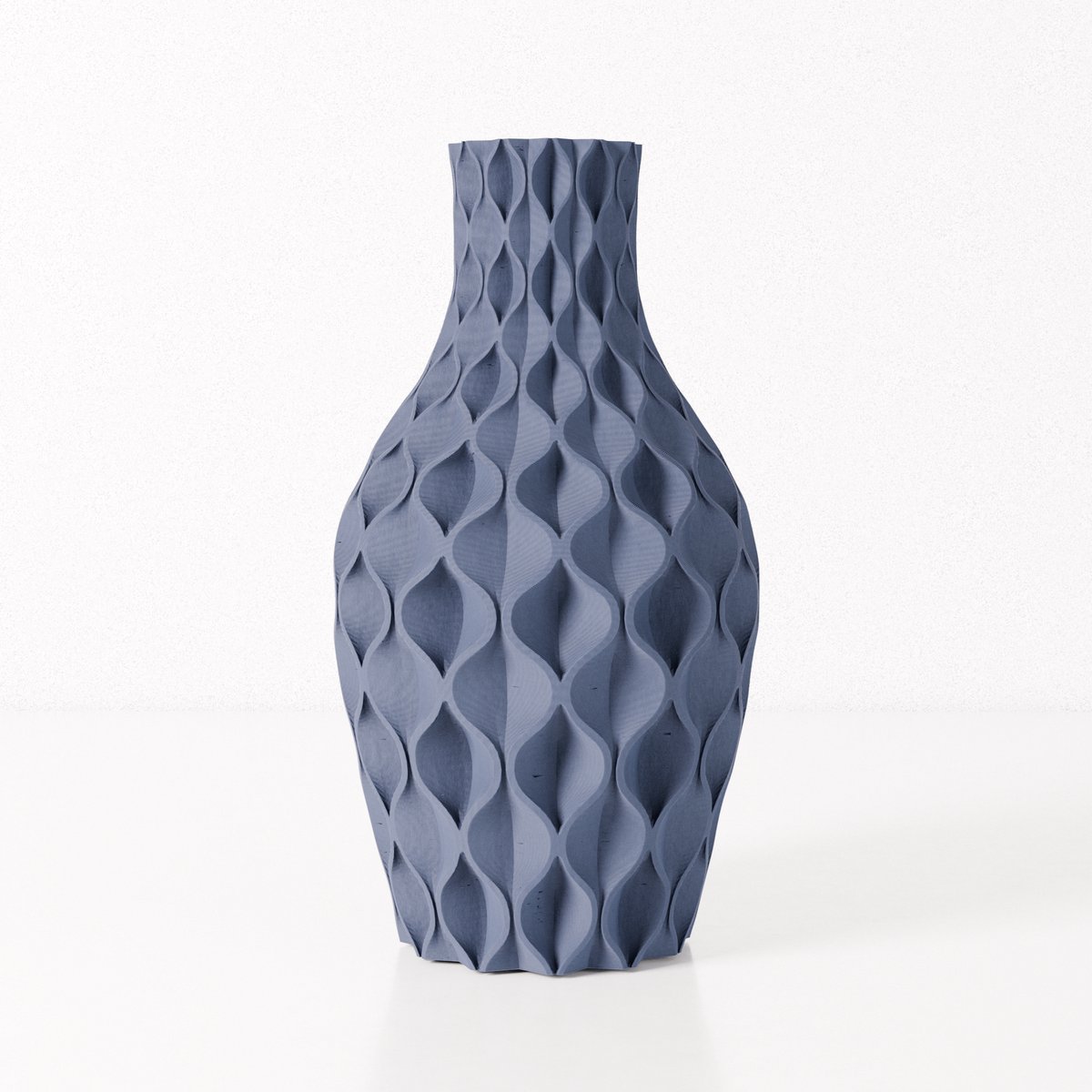 Fleuriek vaas VERA - Blauw H40 cm - Luxe designvaas voor tafel of dressoir - Reliëfpatroon