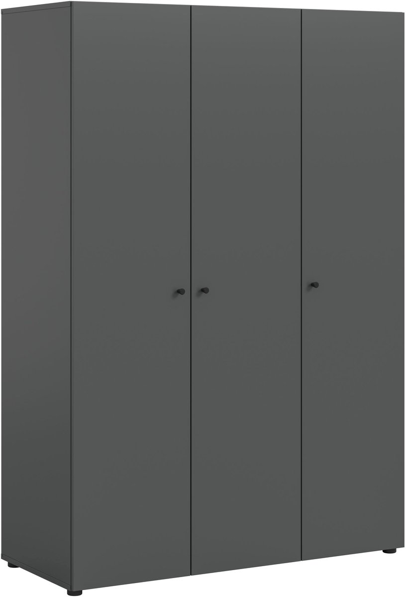 Furnilux Moderne 3-deurs kledingkast in antraciet - Ruime opbergoplossing met schap en kleiderstang - 120x176x51cm