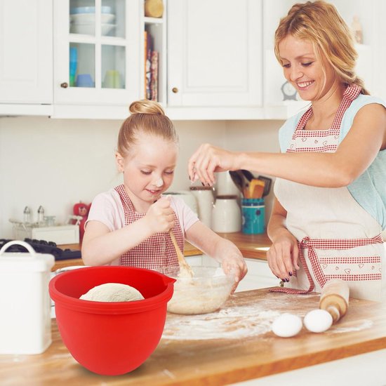 Siliconen Kom Voering - Mixer Inzetstuk Deksel - Keuken Mixen Bereiden - Voedselveilig Kwaliteit Siliconen - 24x23x18cm - Rood — afbeelding 4