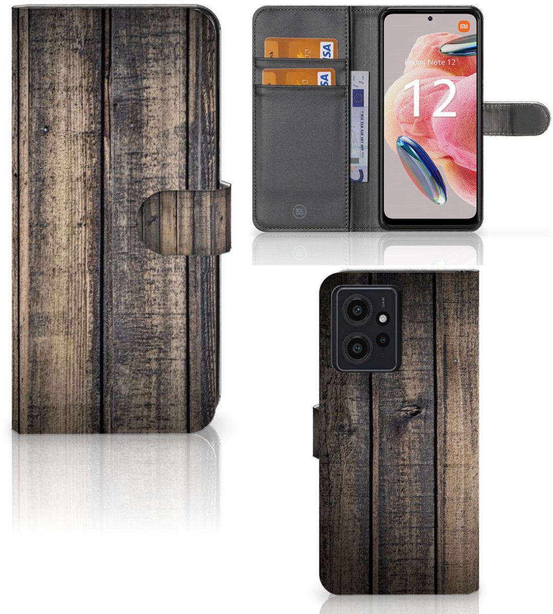 Boekhoesje voor Xiaomi Redmi Note 12 4G Book Style Case Steigerhout