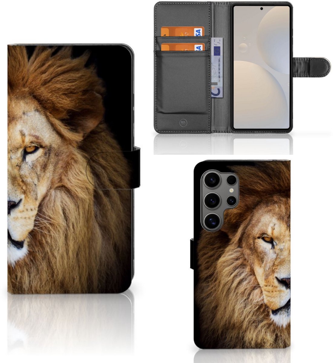 Samsung Galaxy S25 Ultra Telefoonhoesje met Pasjes Leeuw