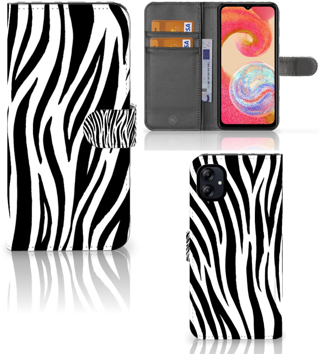 Samsung Galaxy A04e Telefoonhoesje met Pasjes Zebra
