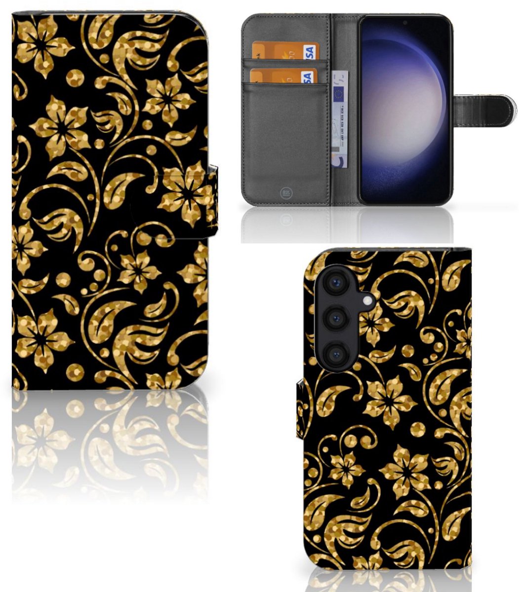 Samsung Galaxy S24 Hoesje Gouden Bloemen