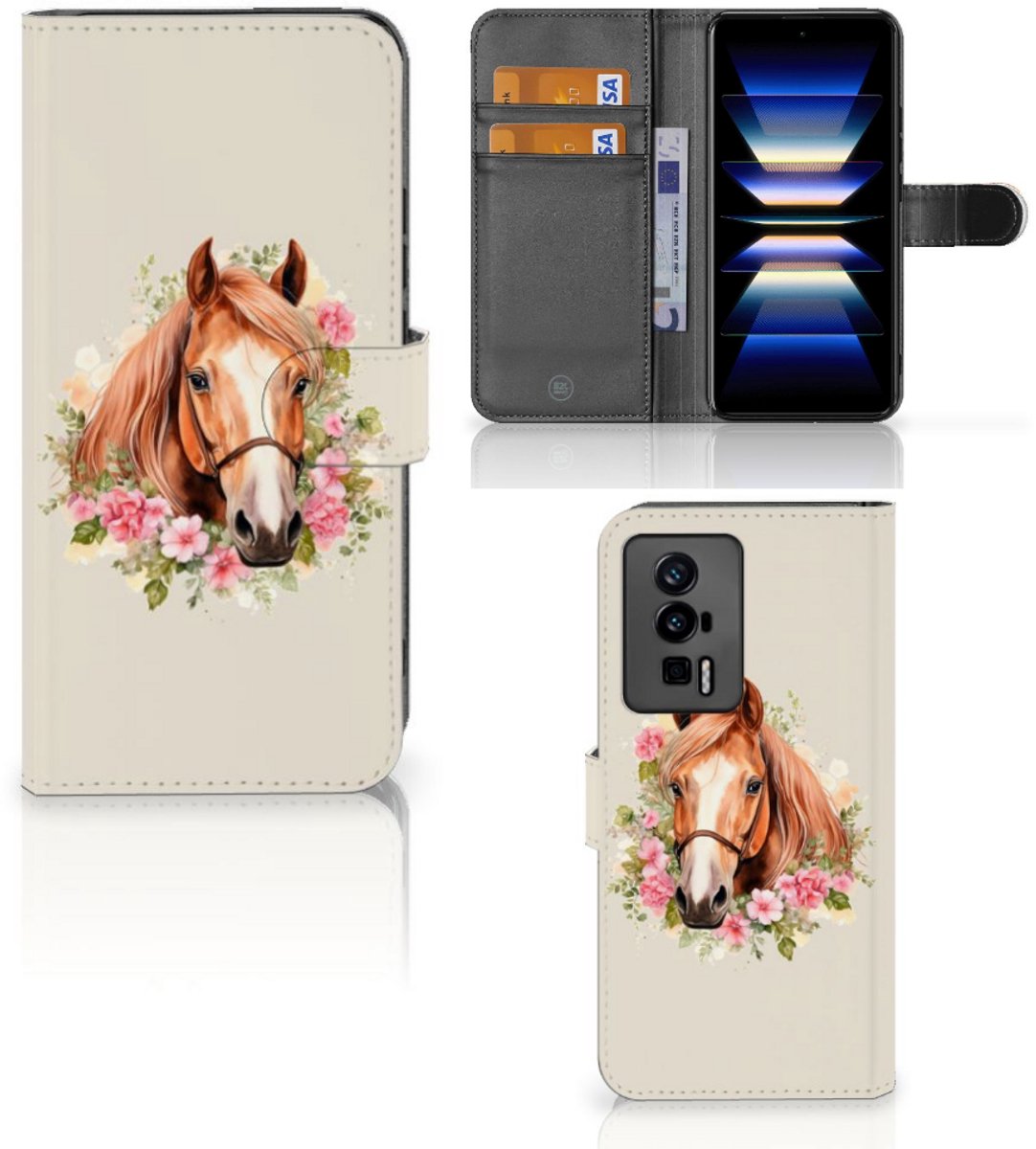Telefoonhoesje met Pasjes voor Xiaomi Poco F5 Pro Paard
