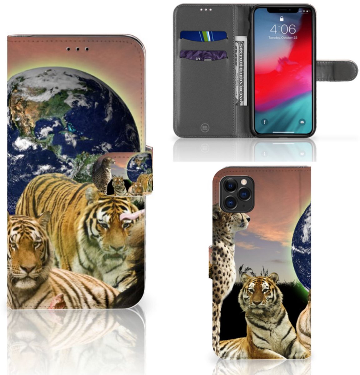 Apple iPhone 11 Pro Max Telefoonhoesje met Pasjes Roofdieren