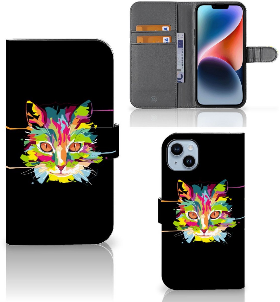 iPhone 15 Plus Leuk Hoesje Cat Color
