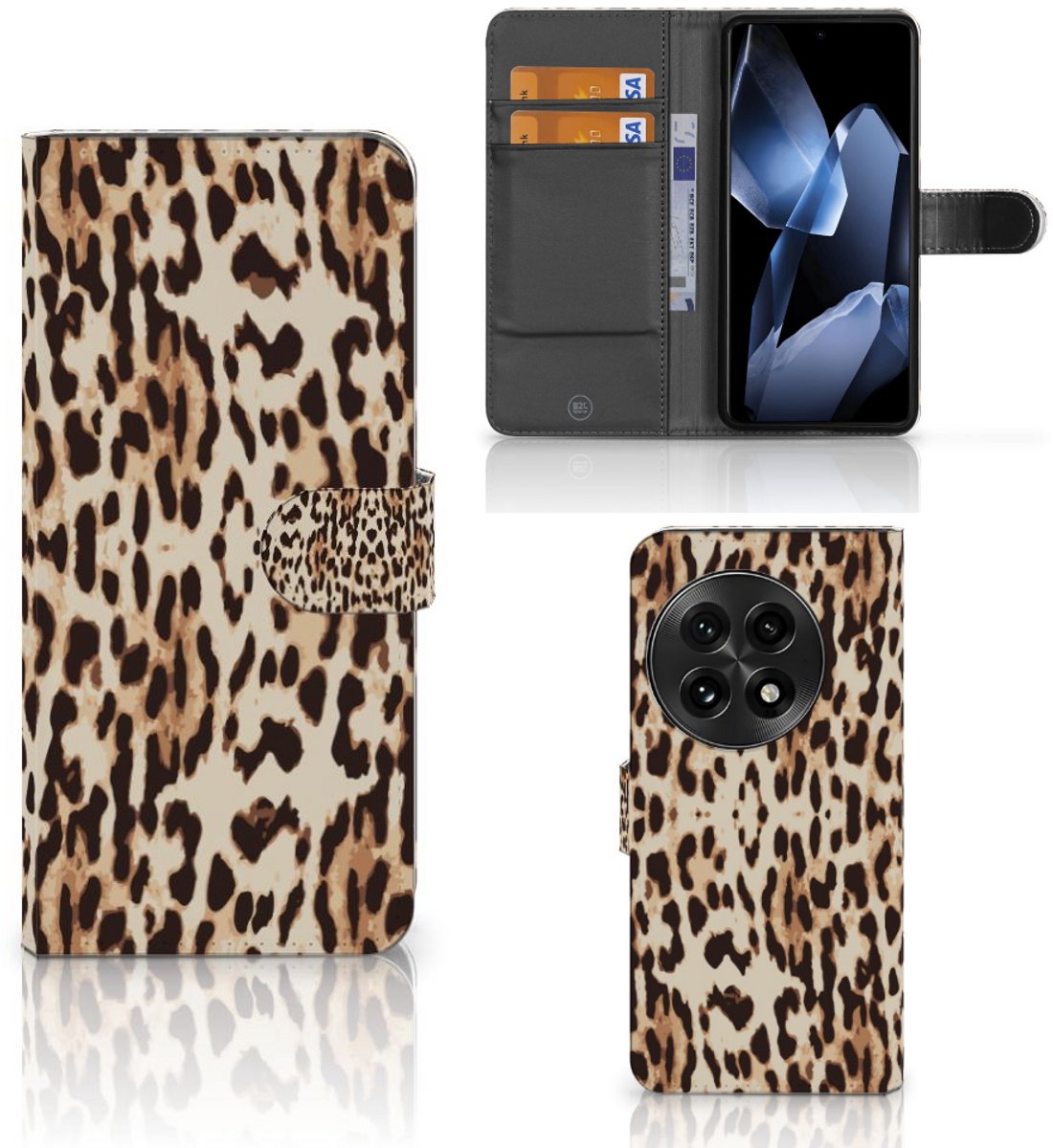 OnePlus 13 Telefoonhoesje met Pasjes Leopard