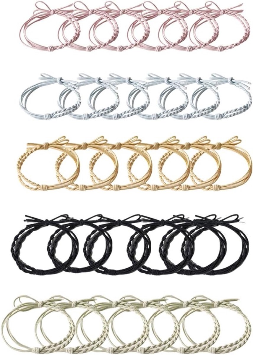 Set van 30 Scrunchies voor Dames - Elastische Haarbanden, Weefaccessoires en Bows in Kleine Maat voor Diverse Haarstijlen