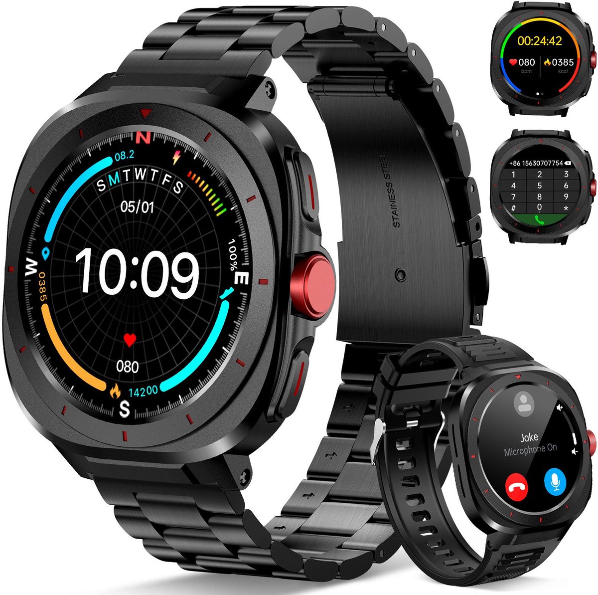 Smartwatch voor dames – Nieuw in 2025: 1,39 inch fitness-smartwatch met telefoonfunctie – 360×360 volledig touchscreen – Bloedzuurstofmeting – Stressmeting – Hartslagmeting – Geschikt voor Android 5.0 en hoger / iOS 10.0 en hoger