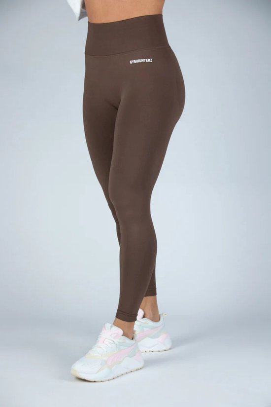 Fitness legging - Legging hoge taille - Legging Gym Sport - Hardloop - Yogabroek voor dames - Sneldrogend, ademend en rekbaar - Spandex / Nylon - Kleur Bruin - Maat XS — afbeelding 2
