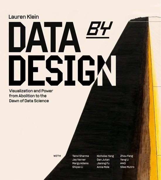 Boekomslag Data by Design door Lauren Klein met zwart-gele abstracte vorm op een beige achtergrond.