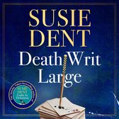 Boek 'Death Writ Large' van Susie Dent. Met een veer en inkt op een stapel brieven.