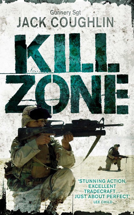 Boekomslag: Gunnery Sgt Jack Coughlin's Kill Zone. Een soldaat knielt met een geweer, een andere staat.
