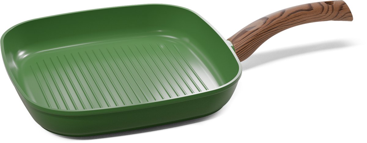 Cook & Pan - Grillpan 28 cm - PFAS vrij - Inductie Keramisch - Non stick - 7 jaar garantie - Groen