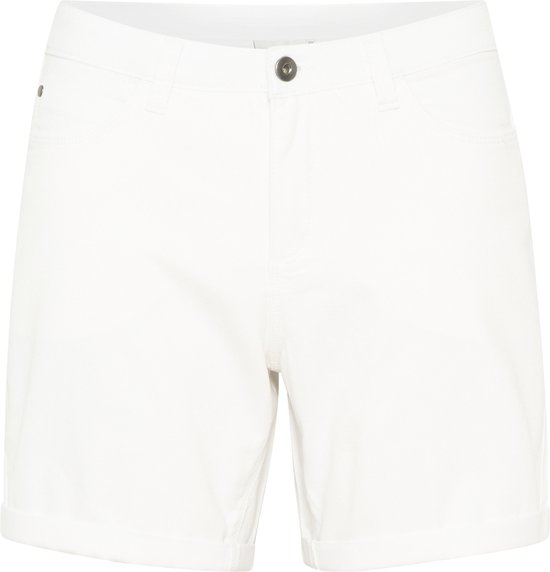Witte Kaffe shorts voor dames, voorkant. Casual model met opgerolde broekspijpen en knoopsluiting.