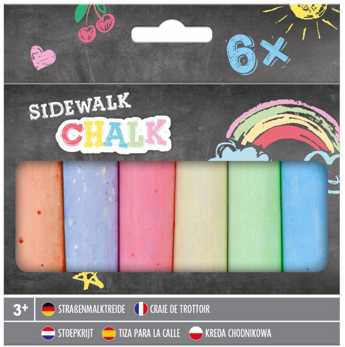 Creative artist stoepkrijt - 6x stuks - multicolor - L14 cm - kleuren/tekenen