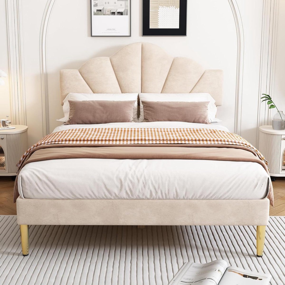 Gestoffeerd Bed - Fluwelen Bed - Comfortabel Slapen - Verstelbaar Hoofdeinde - 140x200 cm 